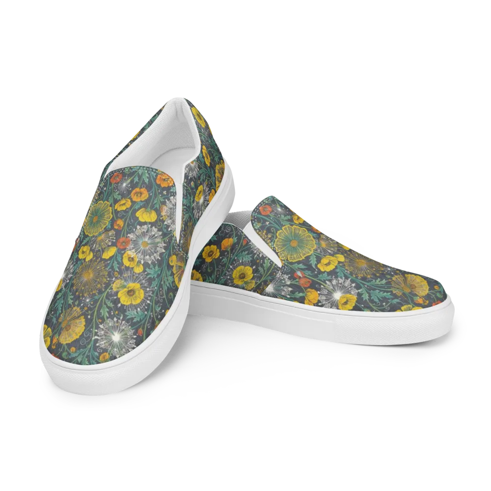 Poppy Cipher on Men's Slip-On Canvas Shoes — Left Front