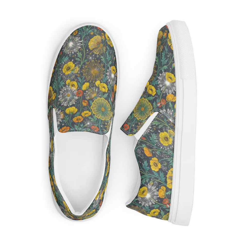 Poppy Cipher on Men's Slip-On Canvas Shoes — Front