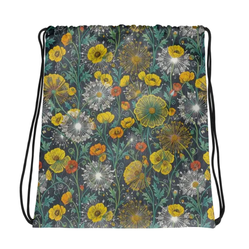 Poppy Cipher on a Drawstring Bag