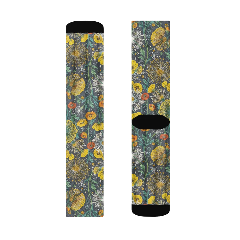 Poppy Cipher on Socks — Left Sock