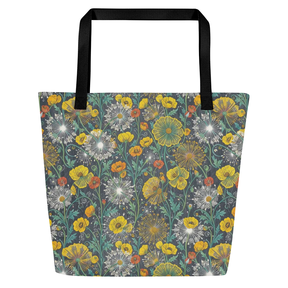 Poppy Cipher on Large Tote Bag W/ Pocket — Front