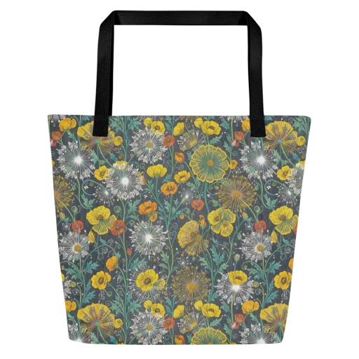 Poppy Cipher on a Large Tote Bag W/ Pocket
