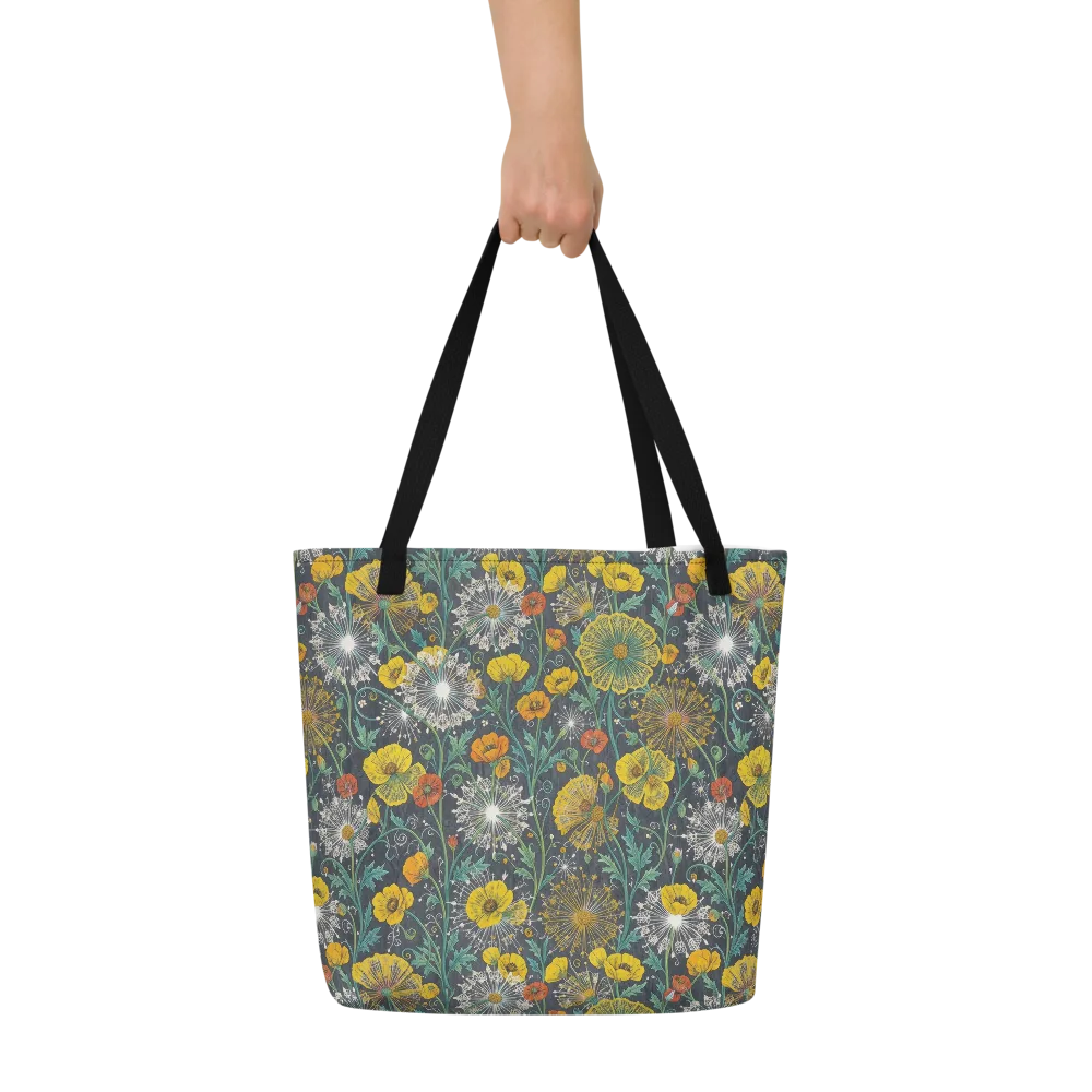 Poppy Cipher on Large Tote Bag W/ Pocket — Front