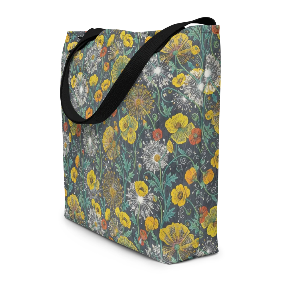 Poppy Cipher on Large Tote Bag W/ Pocket — Front