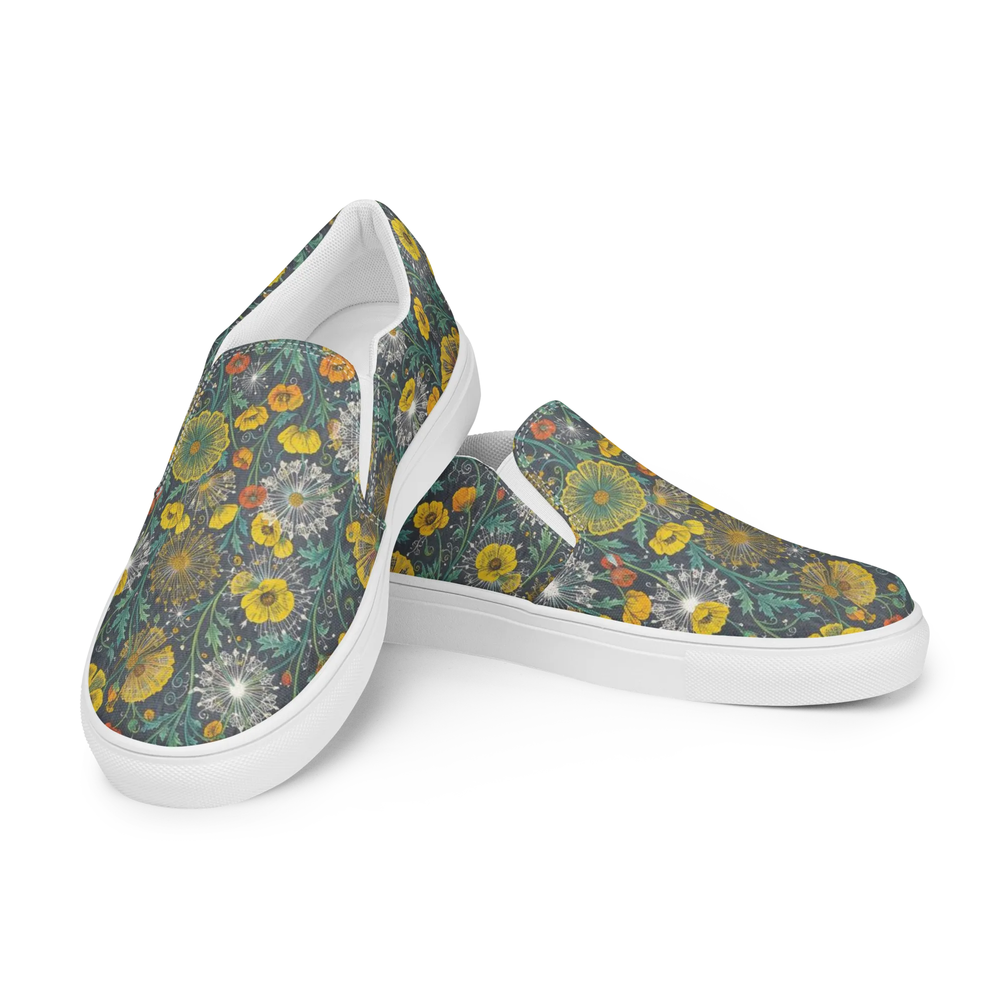 Poppy Cipher on Women's Slip-On Canvas Shoes — Left Front