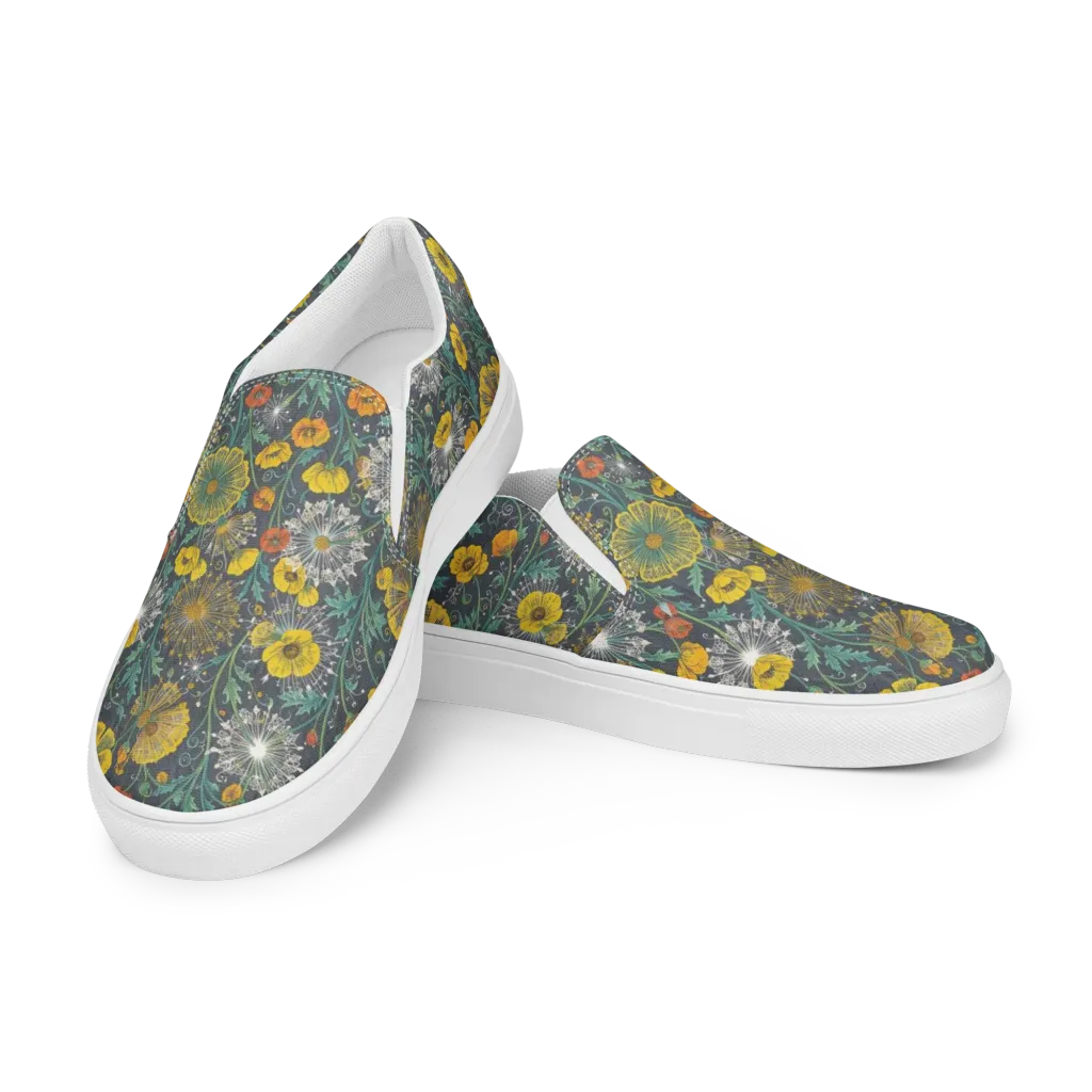 Poppy Cipher on Women's Slip-On Canvas Shoes — Left Front