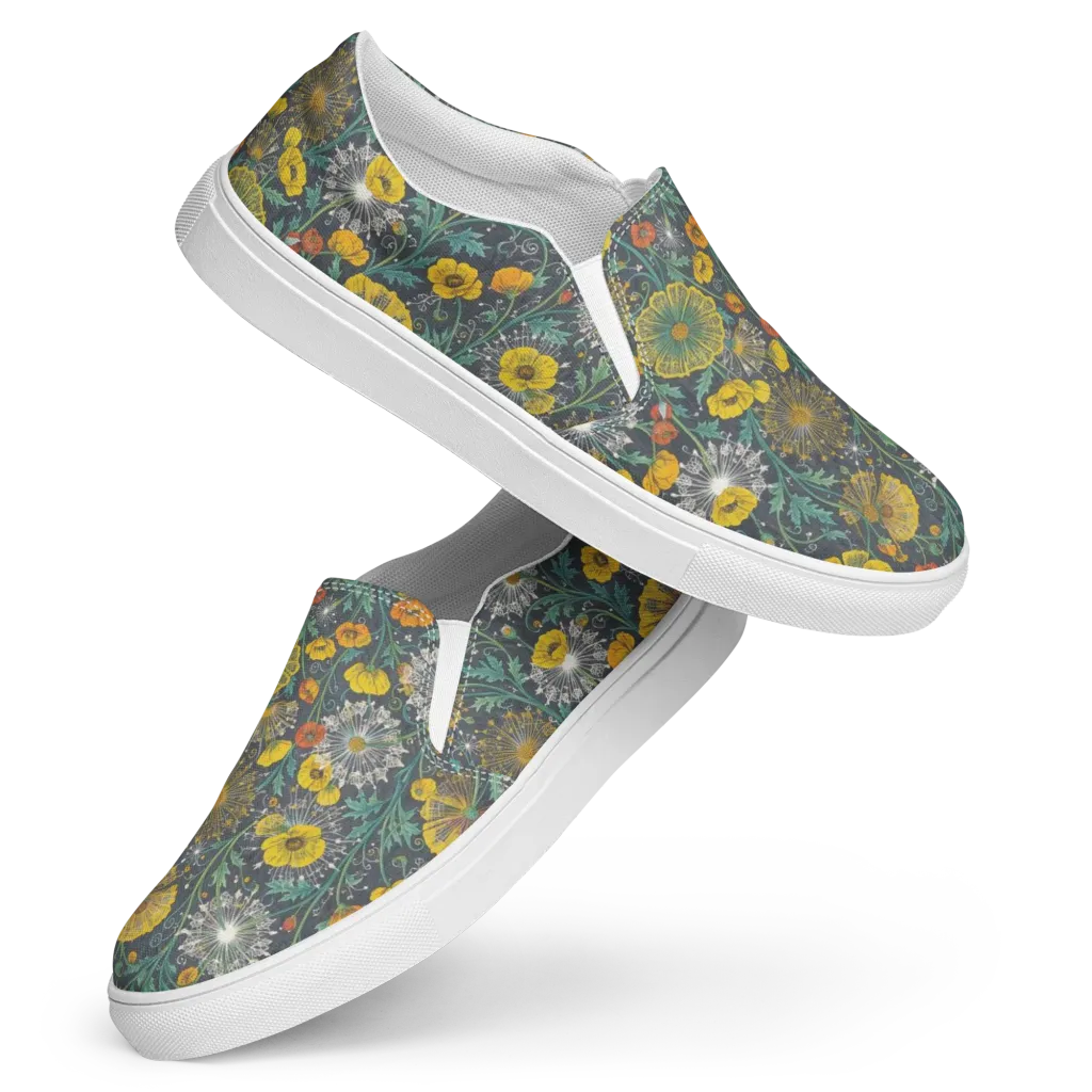 Poppy Cipher on Women's Slip-On Canvas Shoes — Front