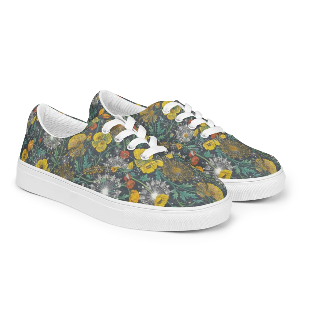 Poppy Cipher on Men's Lace-Up Canvas Shoes — Right Front