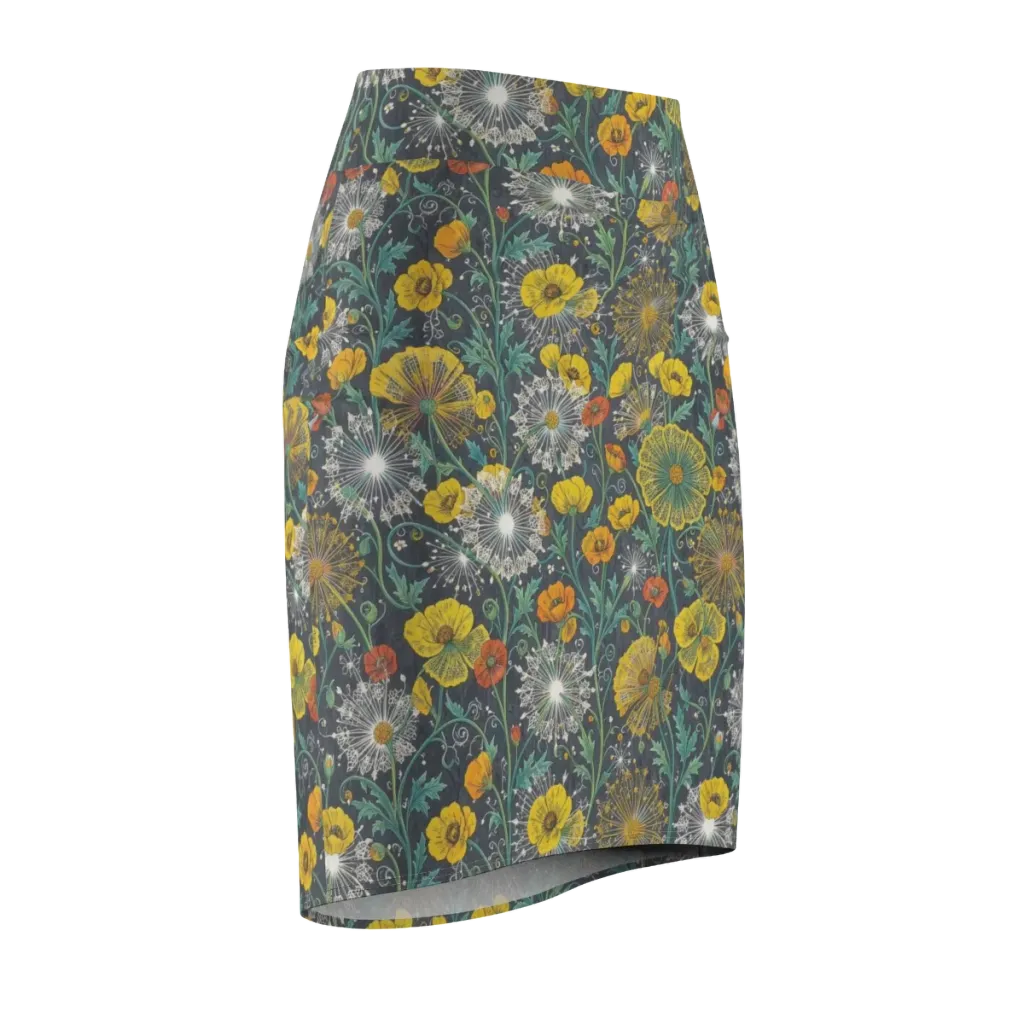 Poppy Cipher on Pencil Skirt — Front Side