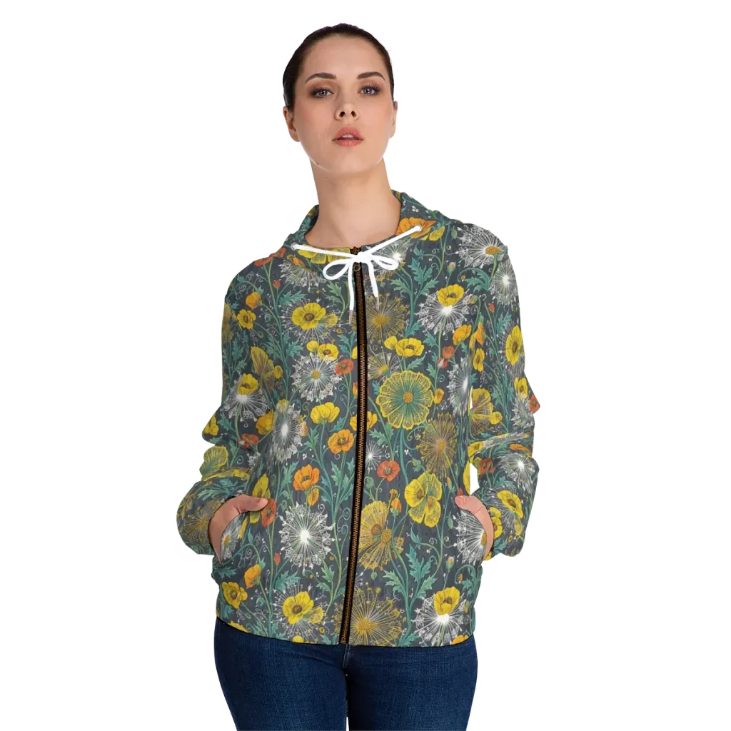 Poppy Cipher on Women's Full-Zip Hoodie — Front On Person