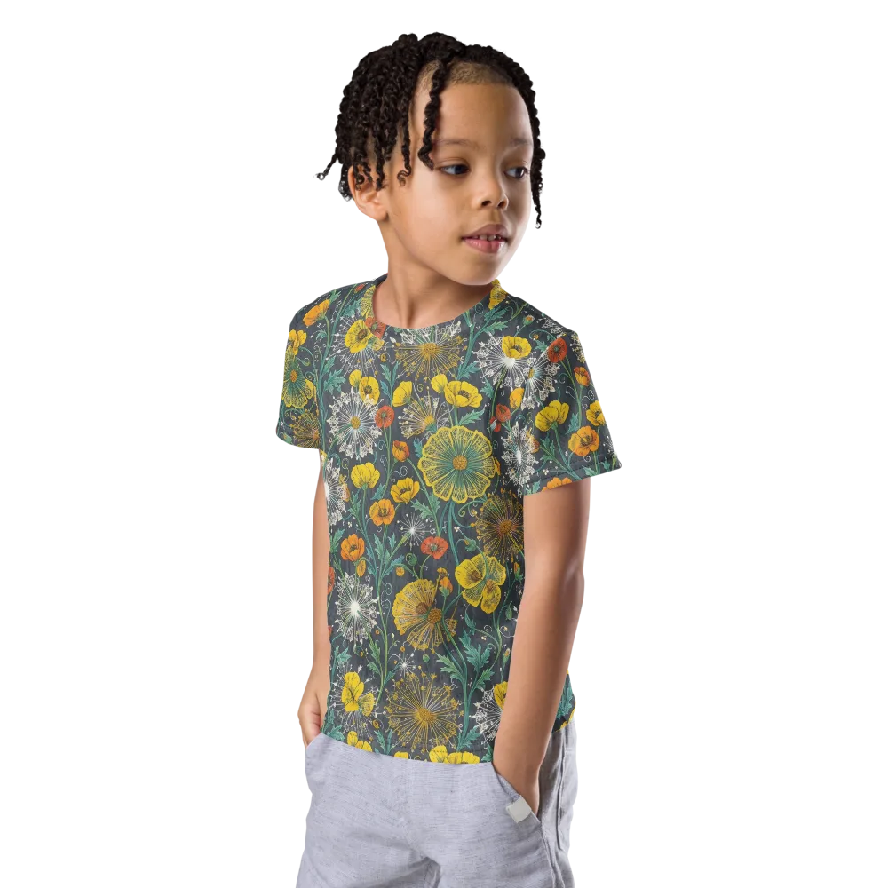 Poppy Cipher on Kids Crew Neck T-Shirt — Left Front