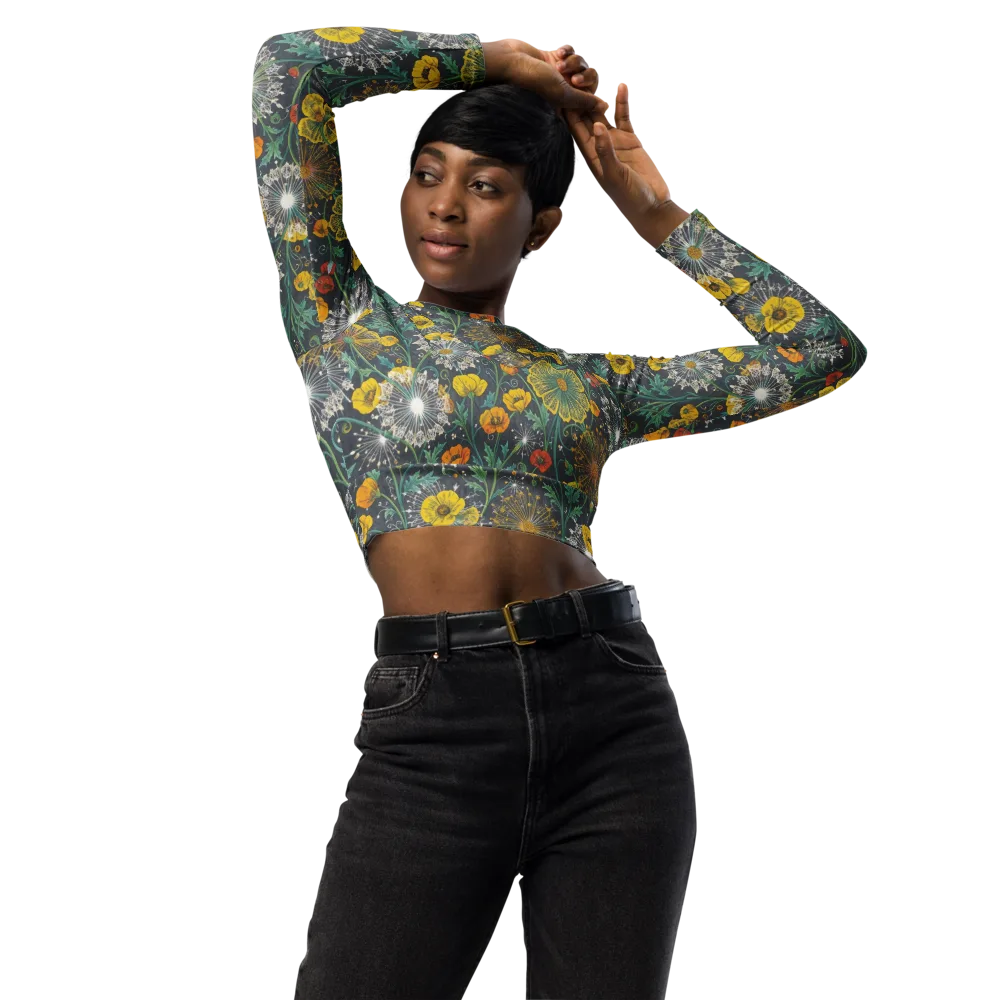 Poppy Cipher on Long Sleeve Crop Top — Front