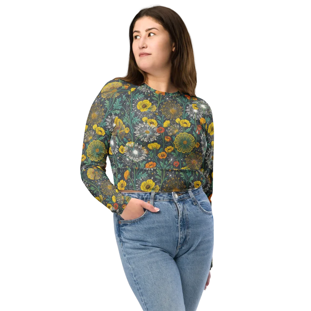 Poppy Cipher on Long Sleeve Crop Top — Front