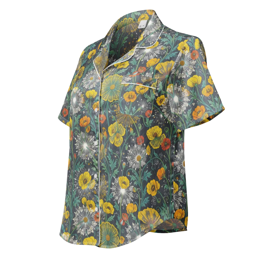 Poppy Cipher on Women's Short Sleeve Pajama Top — Left Front