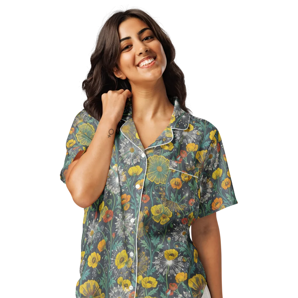Poppy Cipher on Women's Short Sleeve Pajama Top — Front