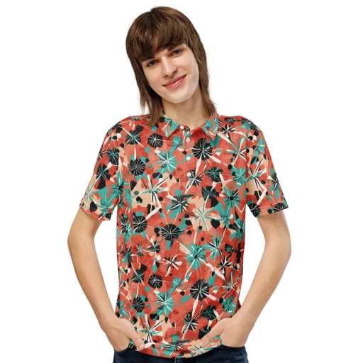 Riviera Bloom on a Men's Slim Fit Polo Shirt