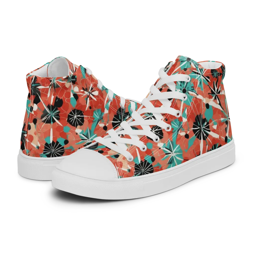 Riviera Bloom on Men's High Top Canvas Shoes — Left