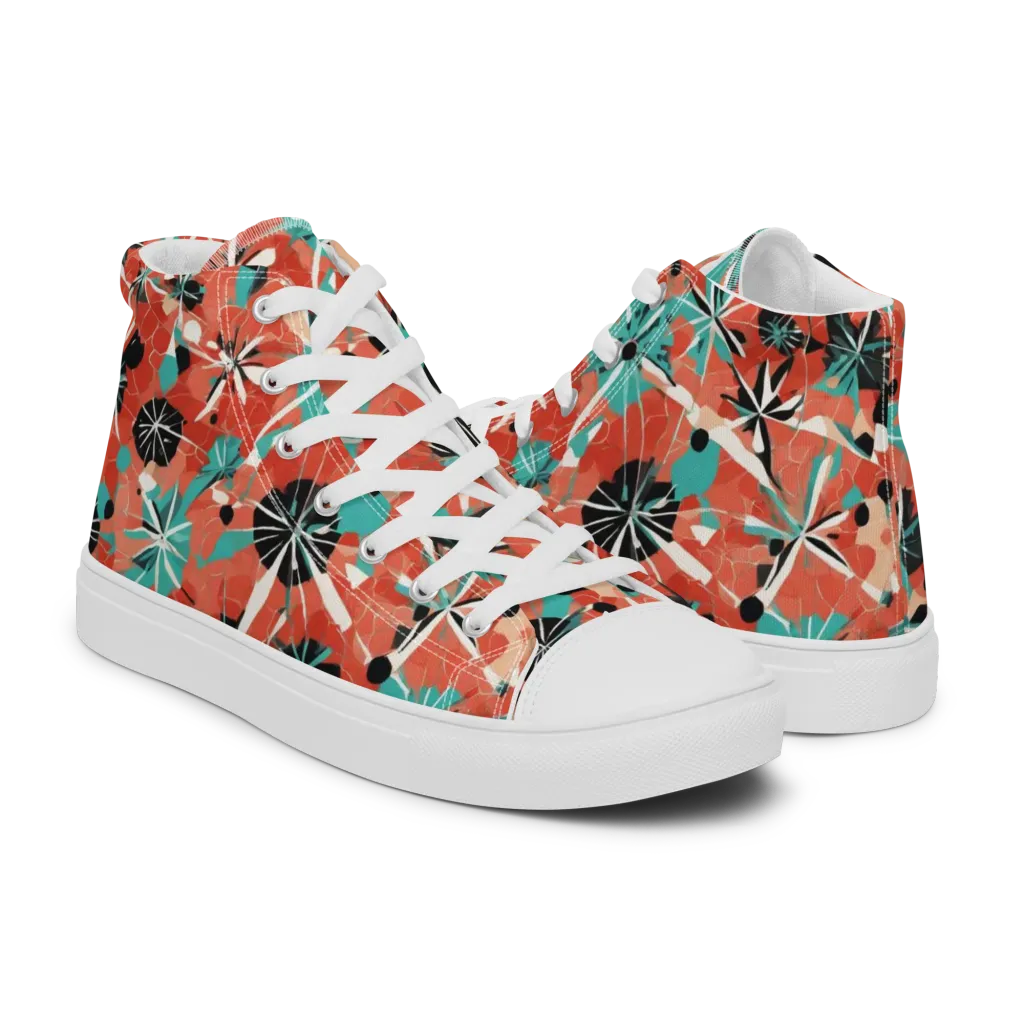 Riviera Bloom on Men's High Top Canvas Shoes — Right