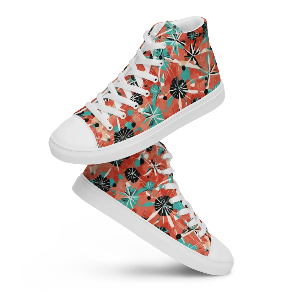 Riviera Bloom on Men's High Top Canvas Shoes — Front