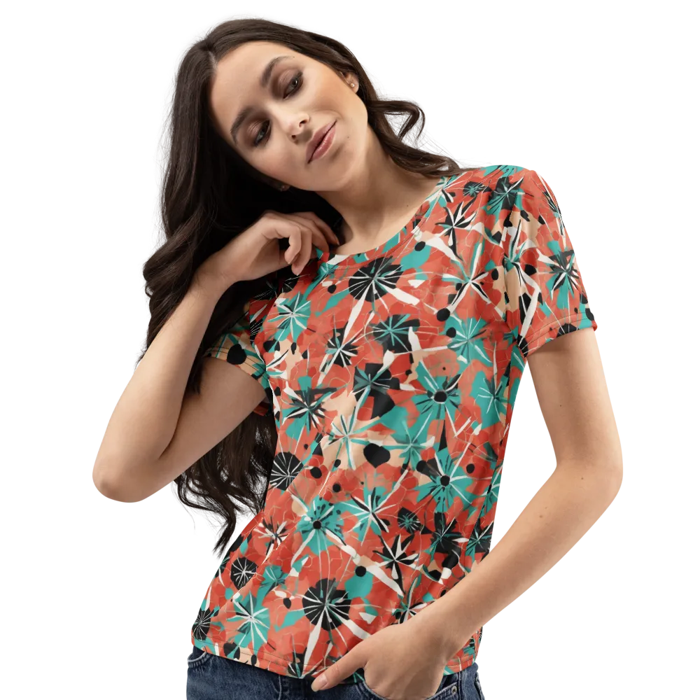 Riviera Bloom on Women's Crew Neck T-Shirt — Left Front