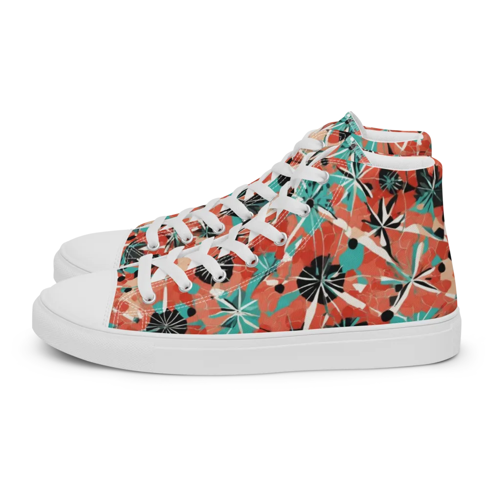 Riviera Bloom on Women's High Top Canvas Shoes — Left