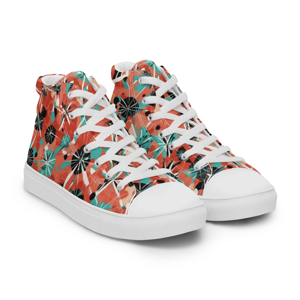 Riviera Bloom on Women's High Top Canvas Shoes — Right Front