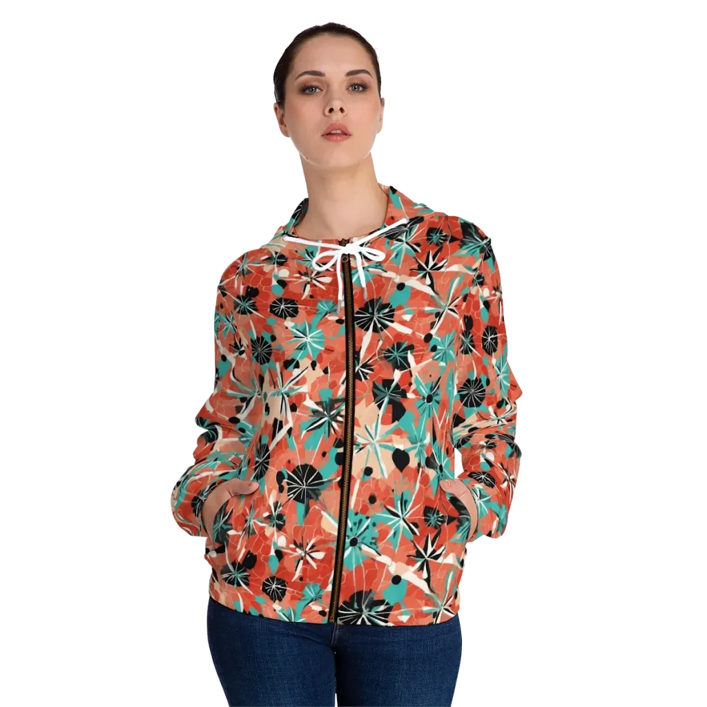 Riviera Bloom on Women's Full-Zip Hoodie — Front On Person