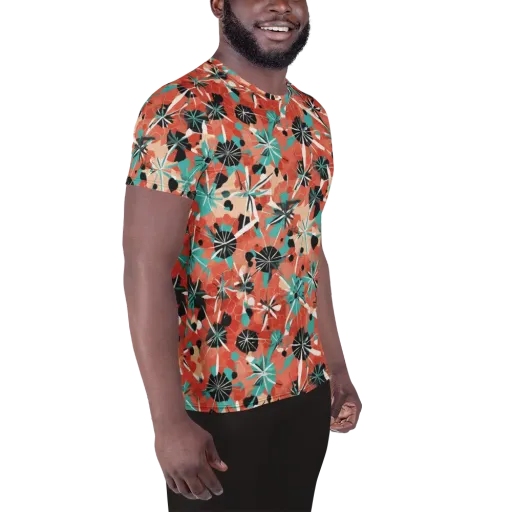 Riviera Bloom on a Men's Athletic T-Shirt