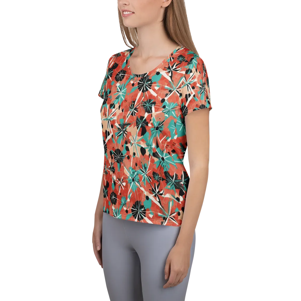 Riviera Bloom on Women's Athletic T-Shirt — Left