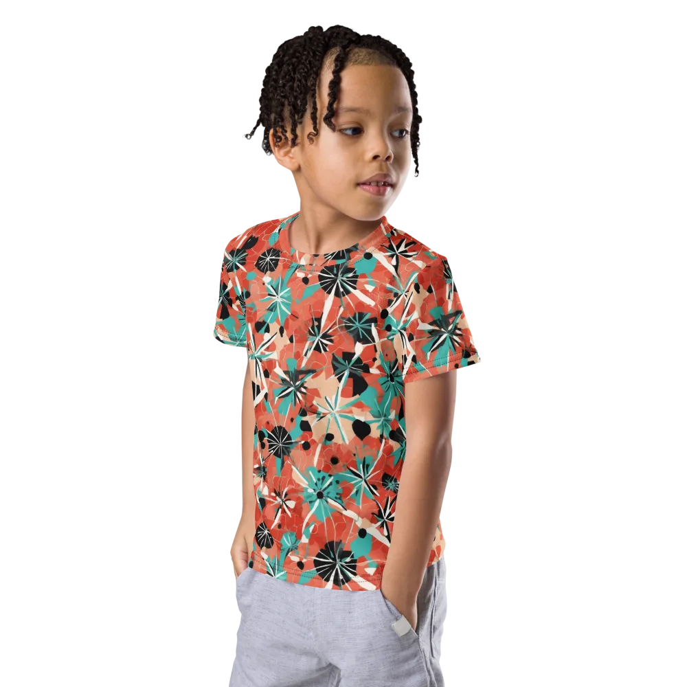 Riviera Bloom on Kids Crew Neck T-Shirt — Left Front