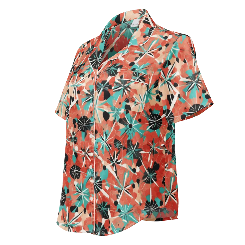 Riviera Bloom on Women's Short Sleeve Pajama Top — Left Front