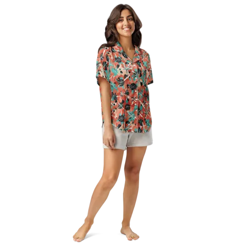 Riviera Bloom on a Women's Short Sleeve Pajama Top
