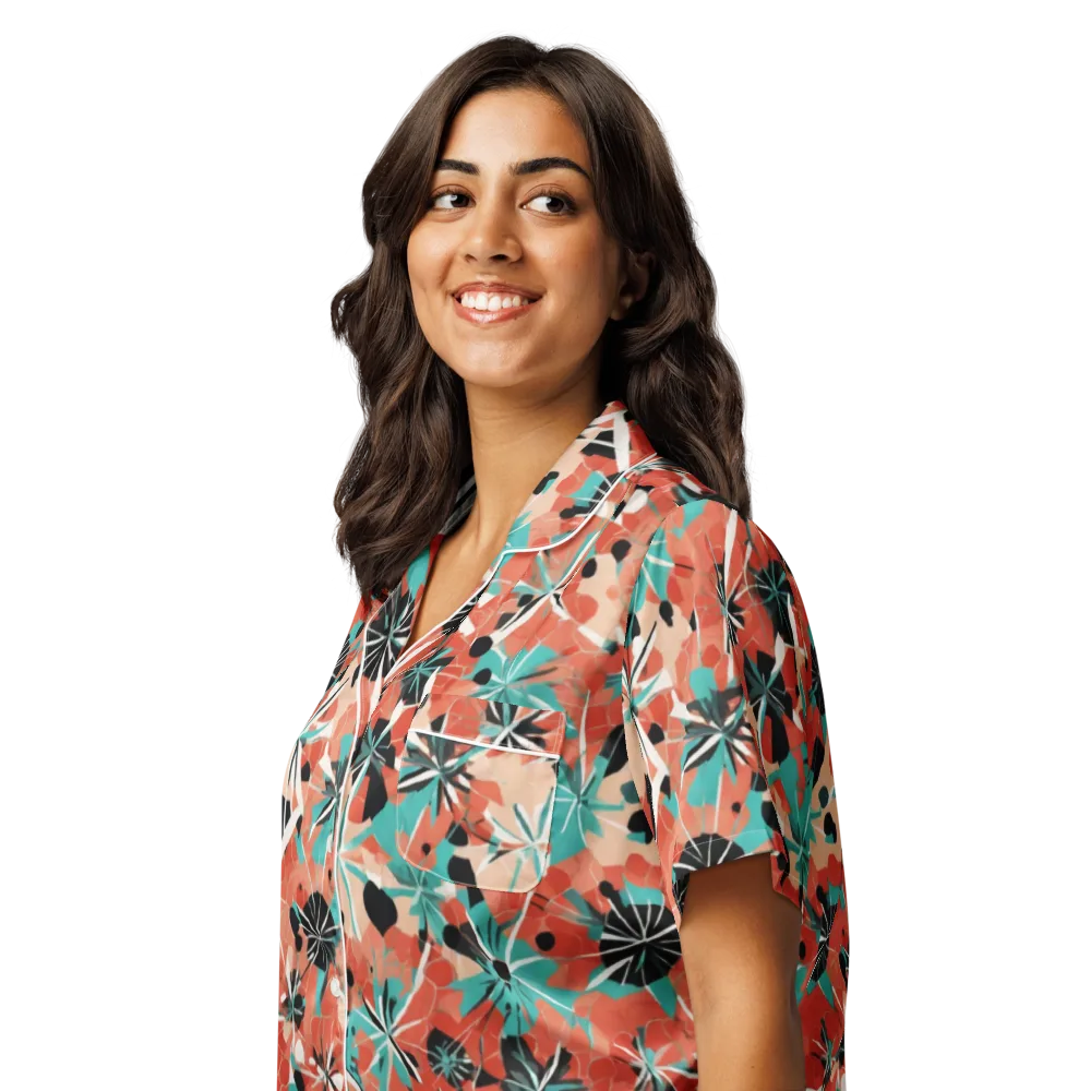 Riviera Bloom on Women's Short Sleeve Pajama Top — Left Front