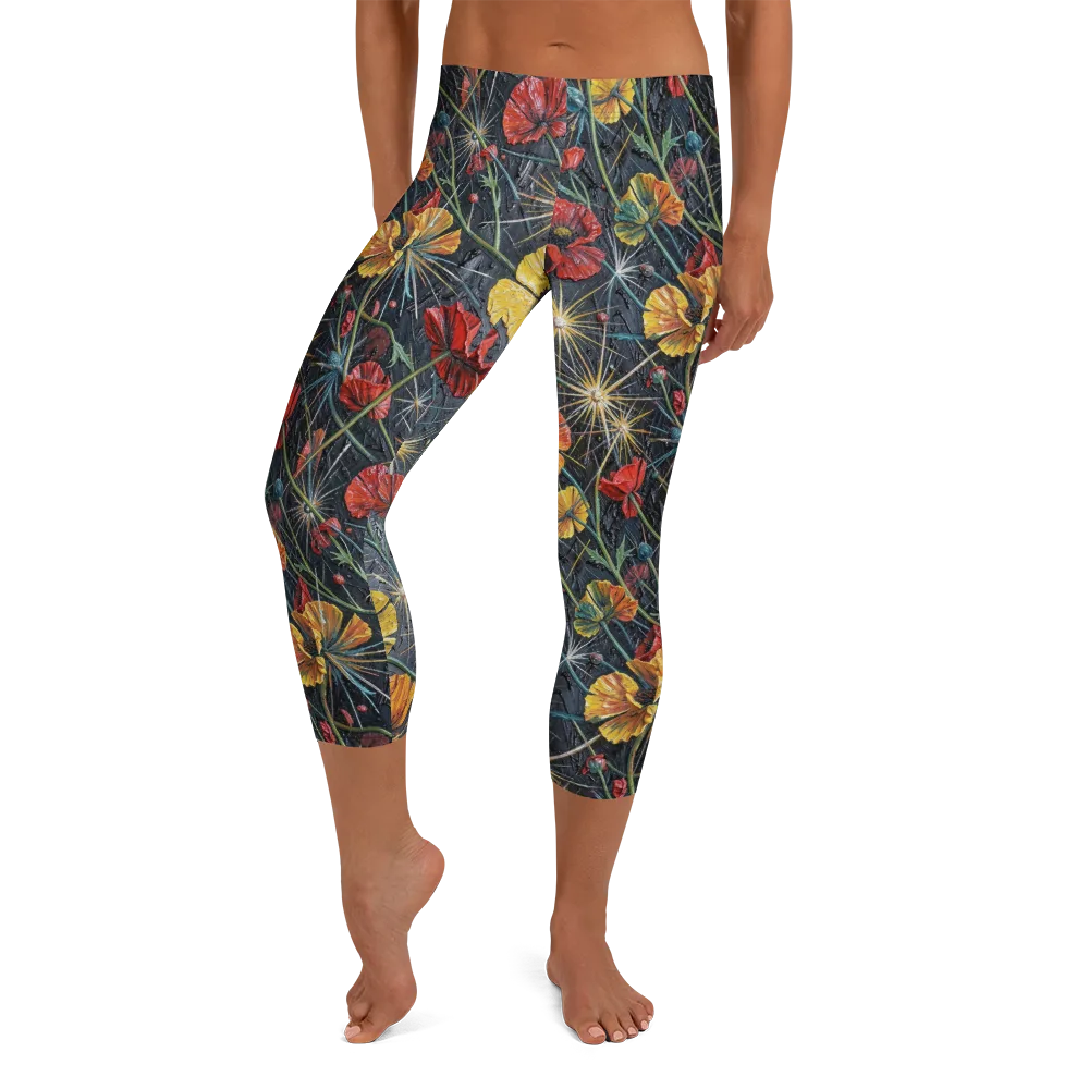 Poppy Nocturne on Capri Leggings — Front
