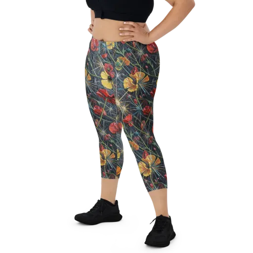 Poppy Nocturne on a Capri Leggings