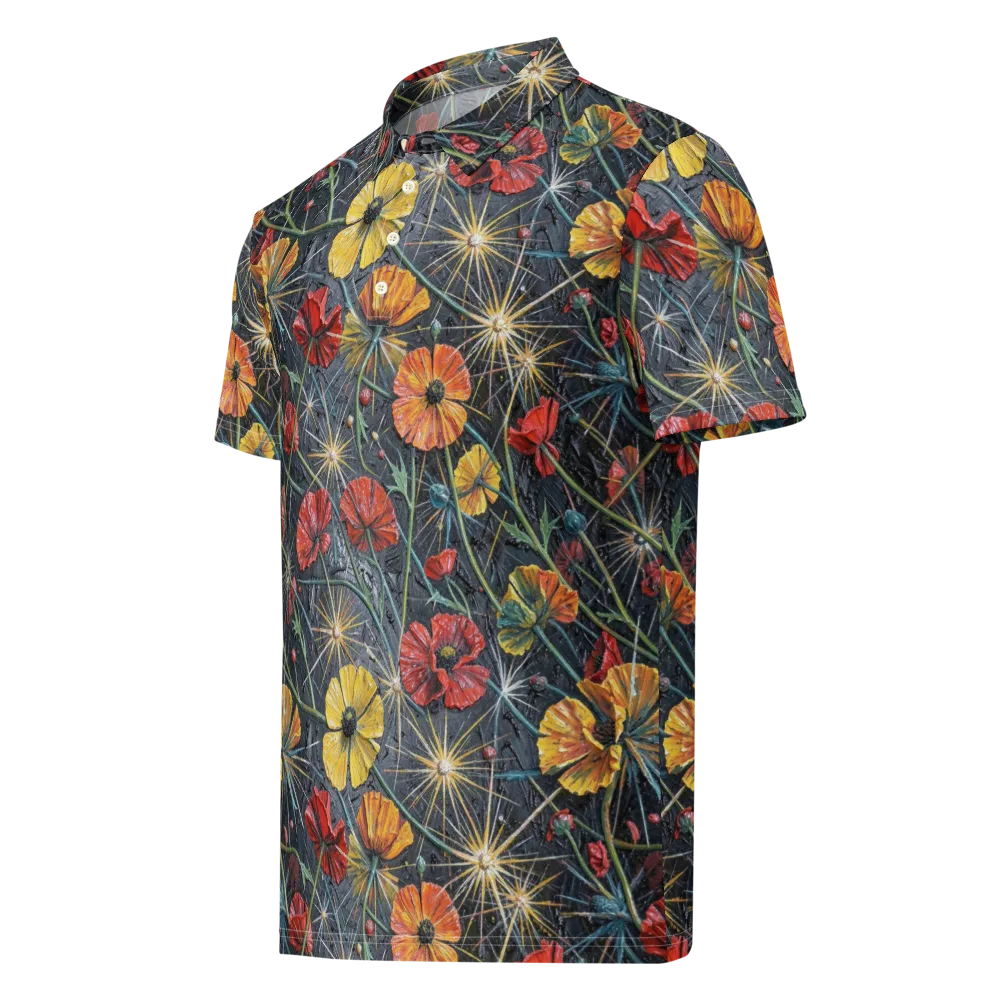 Poppy Nocturne on Men's Slim Fit Polo Shirt — Left Front