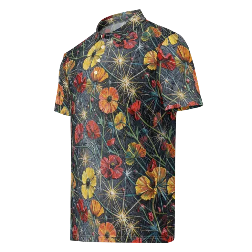 Poppy Nocturne on a Men's Slim Fit Polo Shirt