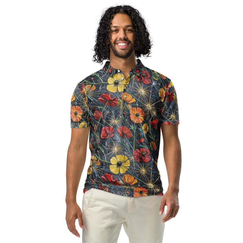 Poppy Nocturne on Men's Slim Fit Polo Shirt — Front