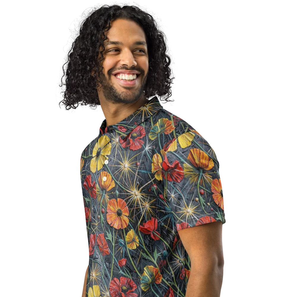Poppy Nocturne on Men's Slim Fit Polo Shirt — Left Front