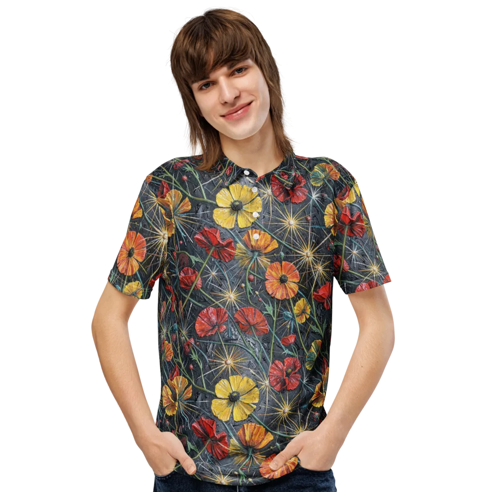 Poppy Nocturne on Men's Slim Fit Polo Shirt — Front