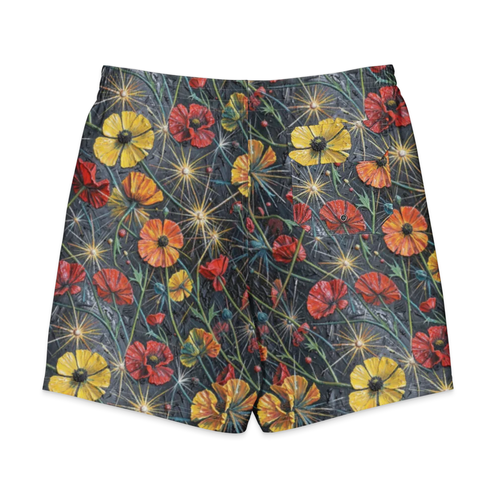 Poppy Nocturne on Men's Board Shorts — Back
