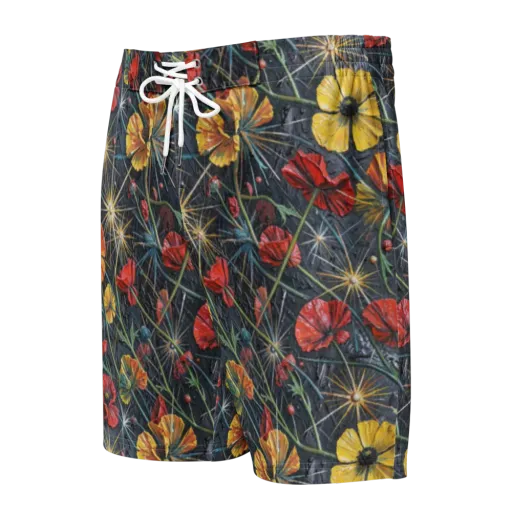 Poppy Nocturne on a Men's Board Shorts