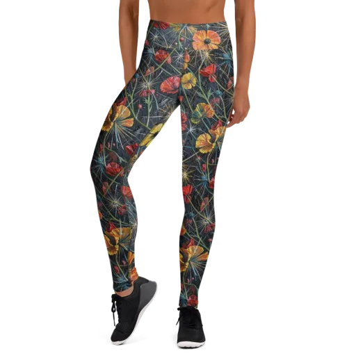 Poppy Nocturne on a Yoga Leggings