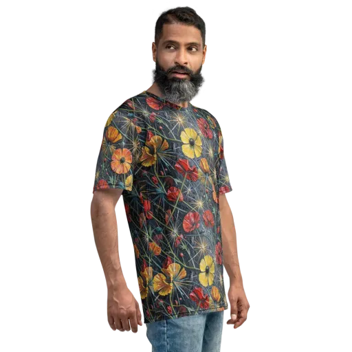 Poppy Nocturne on a Men's Crew Neck T-Shirt