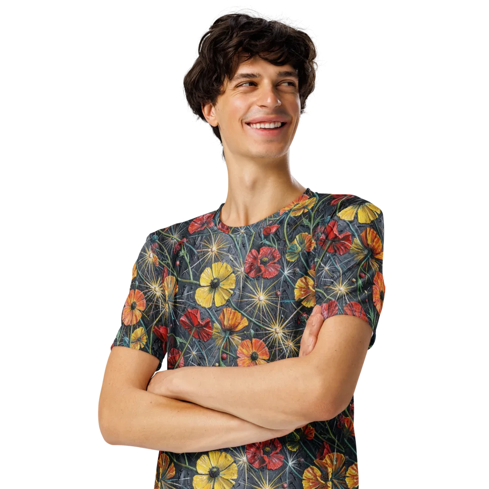 Poppy Nocturne on Men's Crew Neck T-Shirt — Left Front