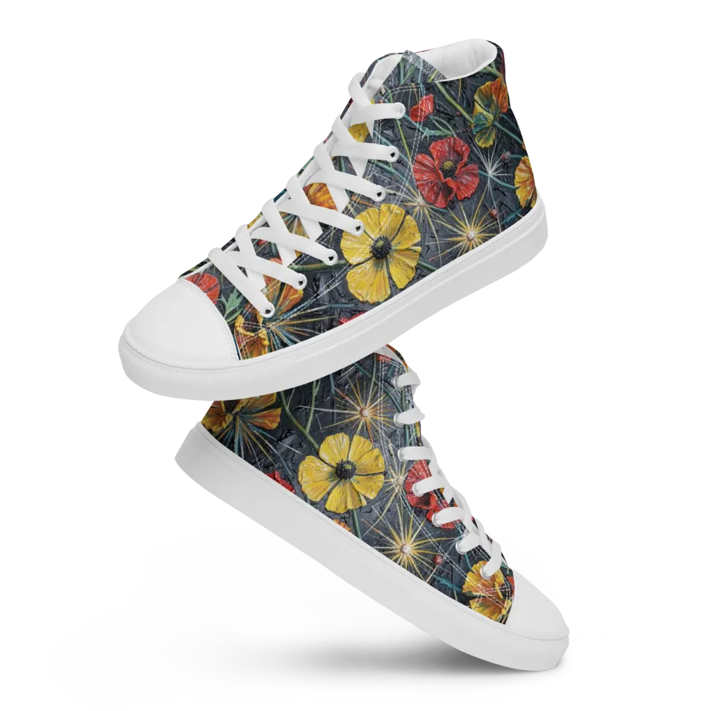 Poppy Nocturne on Men's High Top Canvas Shoes — Front