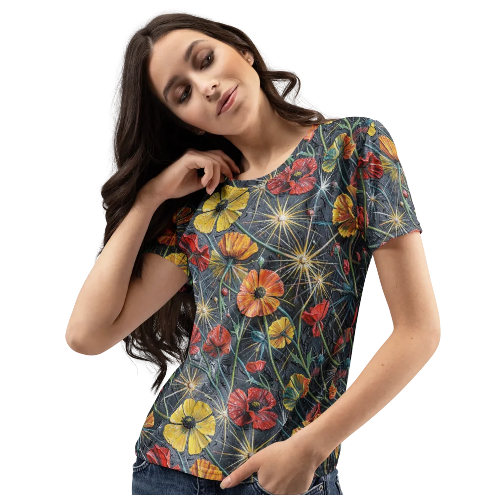 Poppy Nocturne on Women's Crew Neck T-Shirt — Left Front