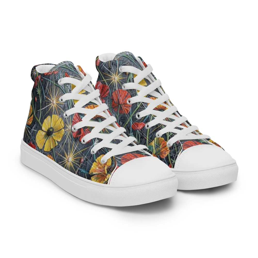 Poppy Nocturne on Women's High Top Canvas Shoes — Right Front