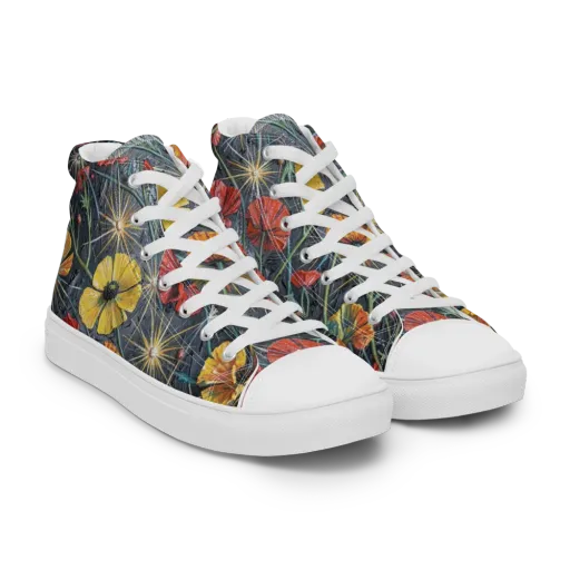 Poppy Nocturne on a Women's High Top Canvas Shoes