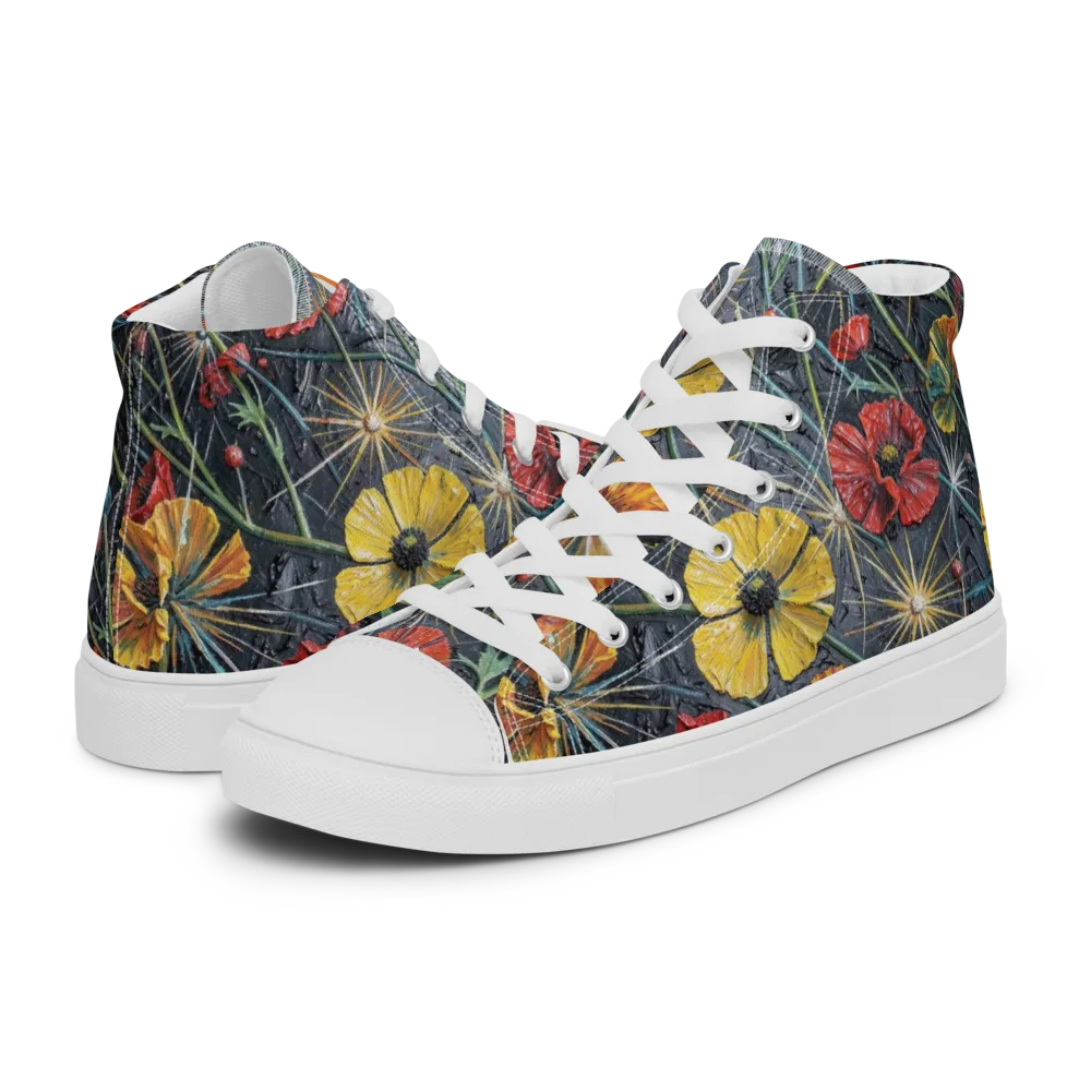 Poppy Nocturne on Women's High Top Canvas Shoes — Left
